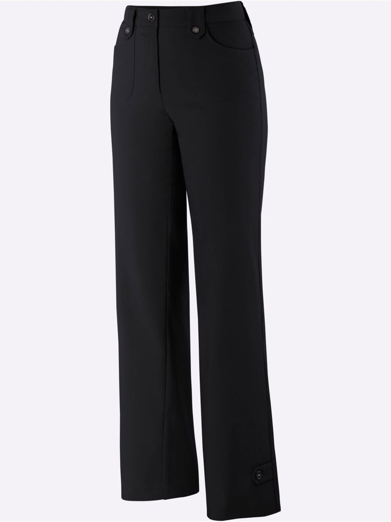Pantalon ample avec poches et brides fantaisie en matière extensible - Taille standard - Witt Noir - Kiabi