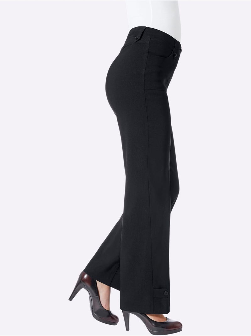 Pantalon ample avec poches et brides fantaisie en matière extensible - Taille standard - Witt Noir - Kiabi