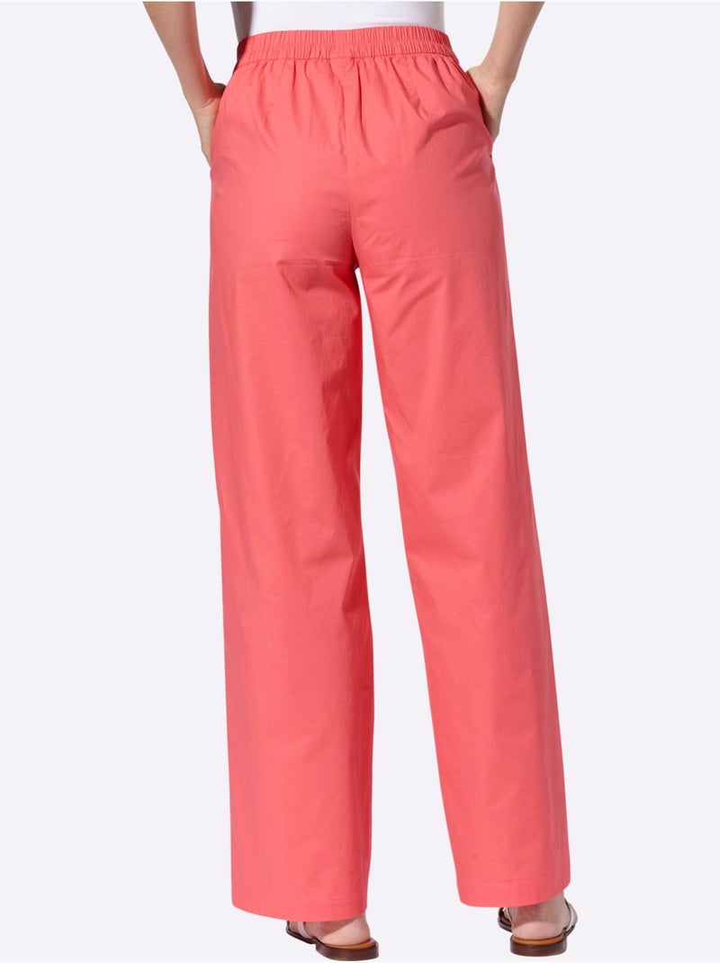 Pantalon ample avec taille haute et poches latérales - taille standard - helline Corail - Kiabi