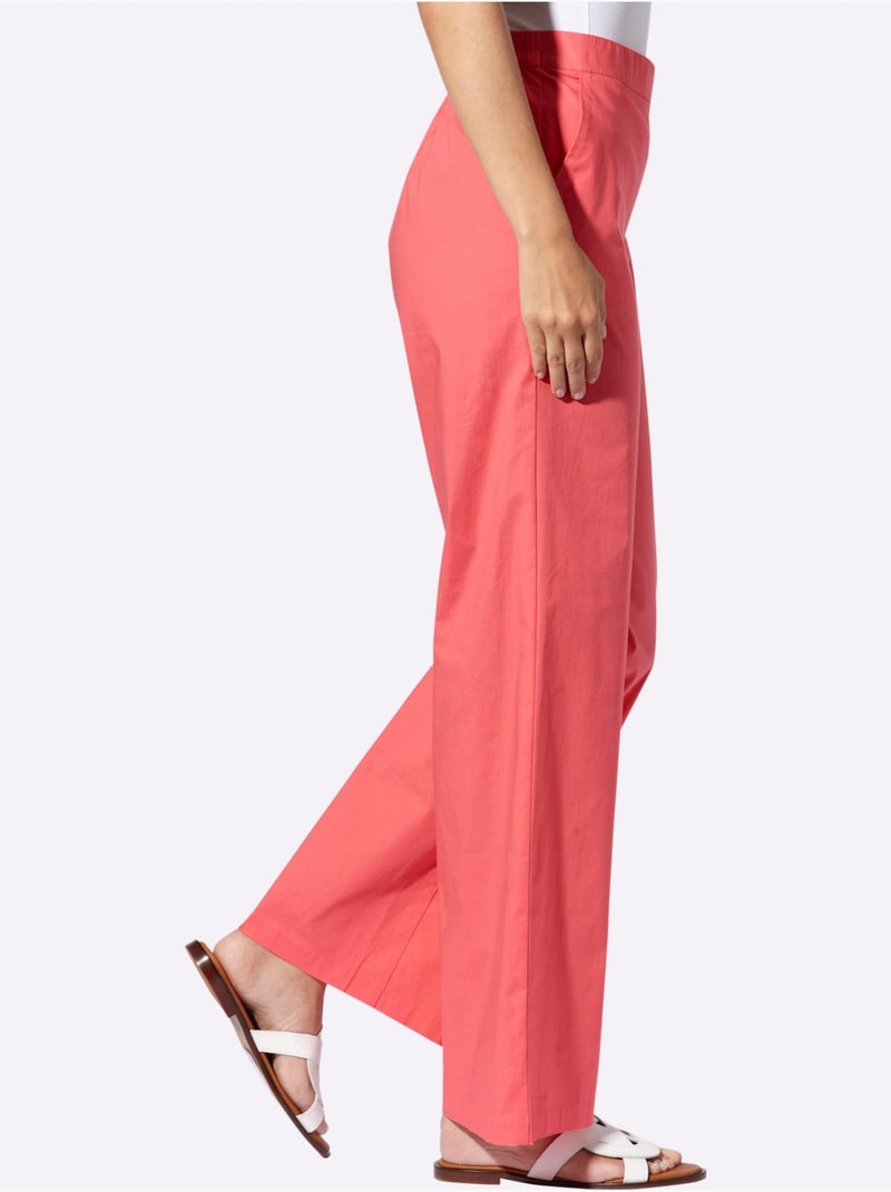 Pantalon ample avec taille haute et poches latérales - taille standard - helline Corail - Kiabi