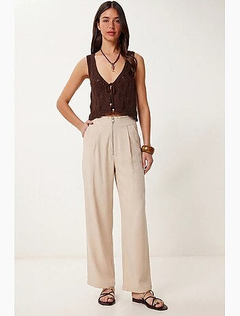 Pantalon ample en crêpe à taille haute istanbul