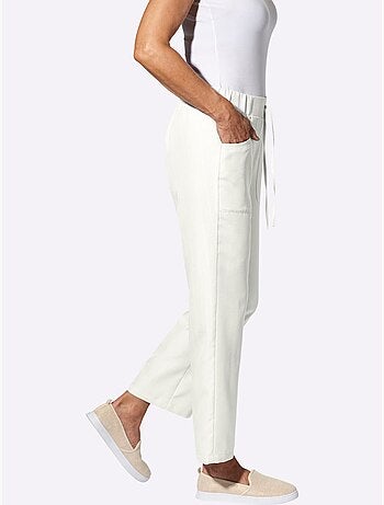 Pantalon ample en imitation lin avec ceinture élastique et poches - Taille standard - Moda Vilona