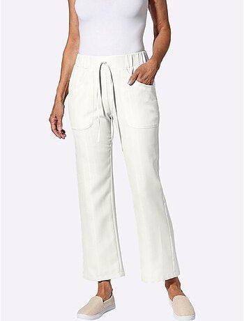 Pantalon ample en imitation lin avec ceinture élastique et poches - Taille standard - Moda Vilona