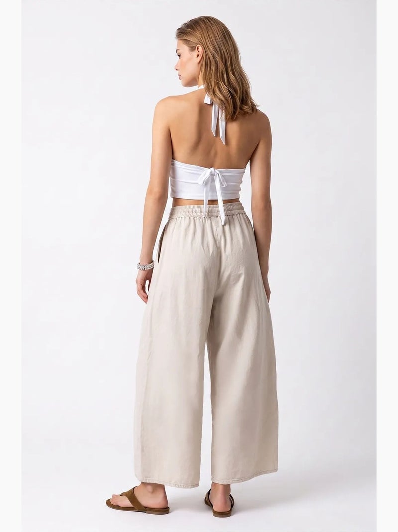 Pantalon ample en tencel, longueur cheville mixray Beige argile - Kiabi