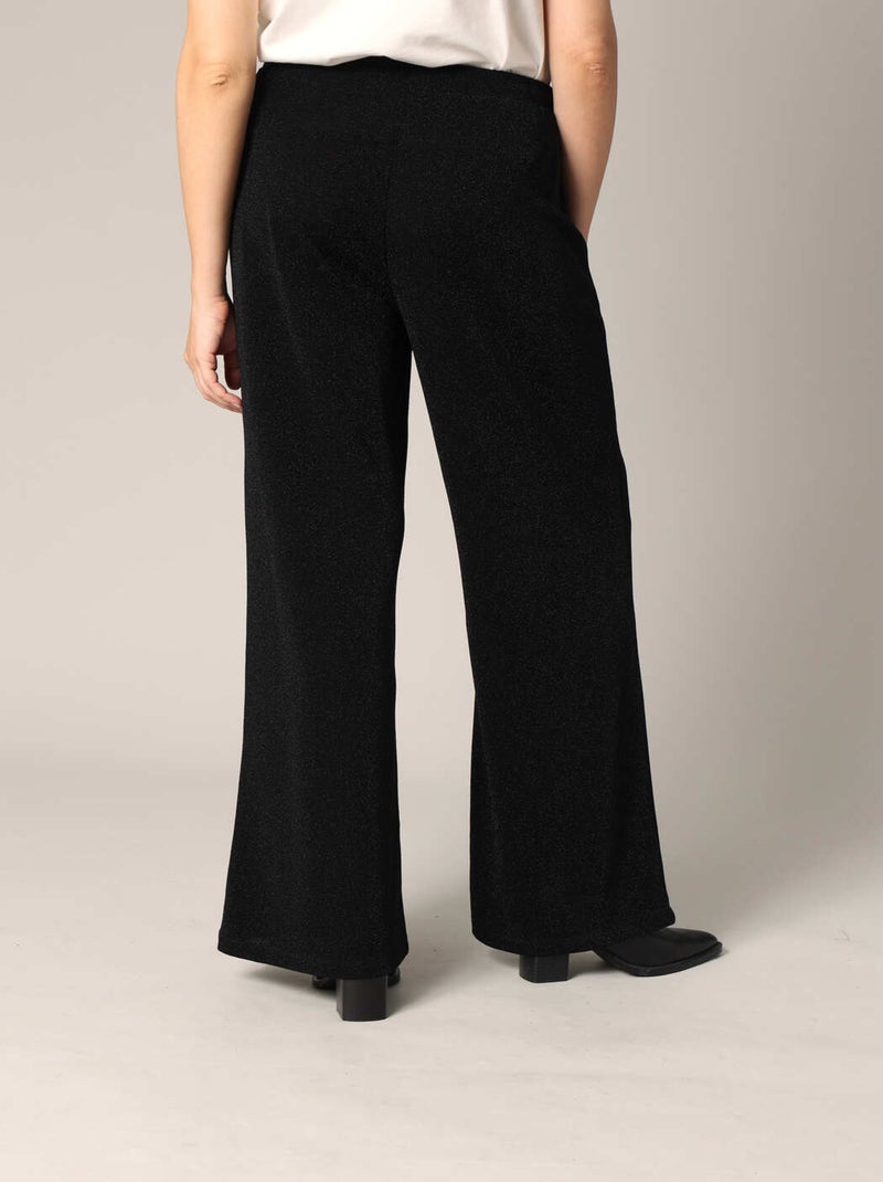Pantalon ample et fluide en maille brillante
 'Deeluxe' Noir - Kiabi