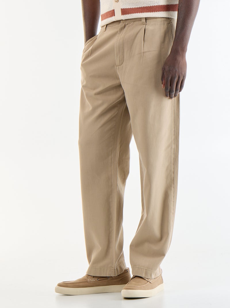 Pantalon au toucher doux Beige - Kiabi