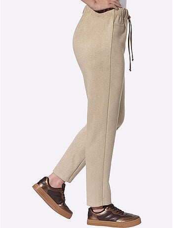 Pantalon au toucher velouté - taille courte - moda vilona