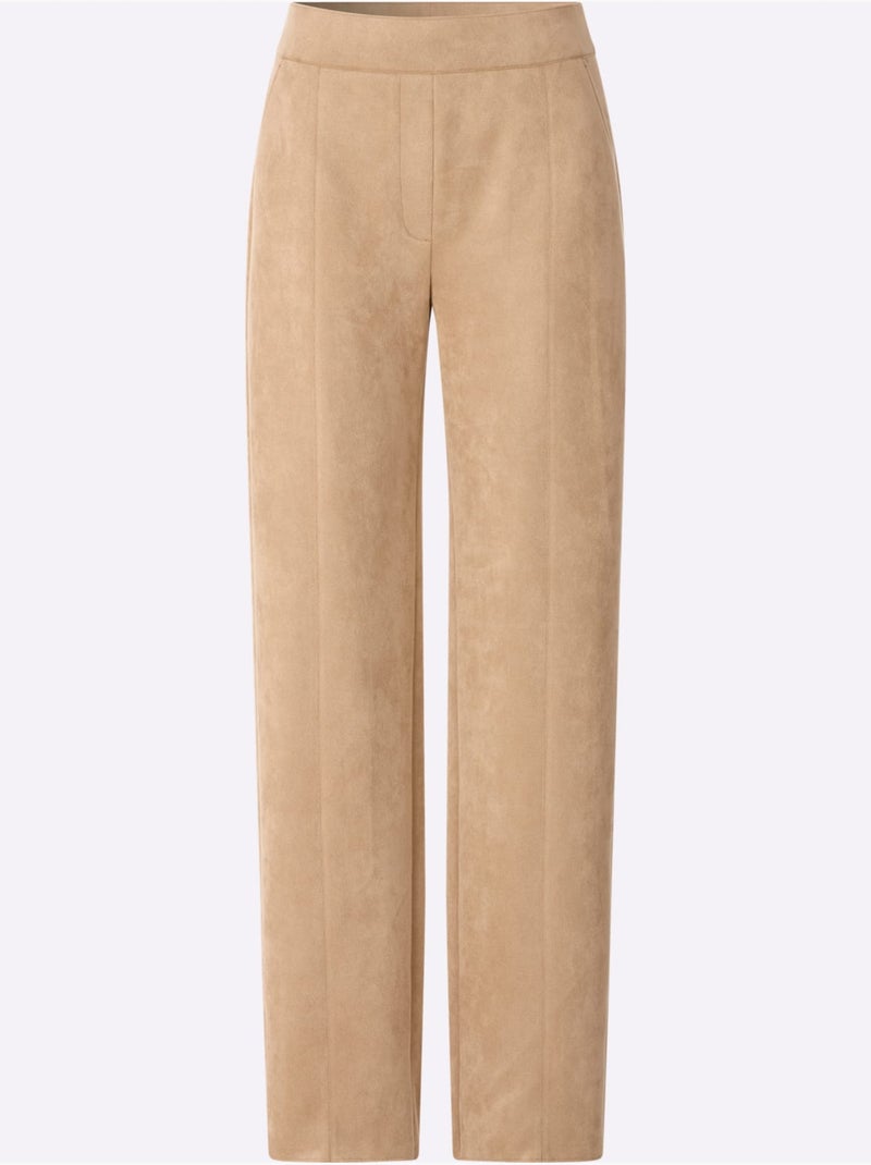 Pantalon au toucher velouté - taille courte - moda vilona Doré - Kiabi