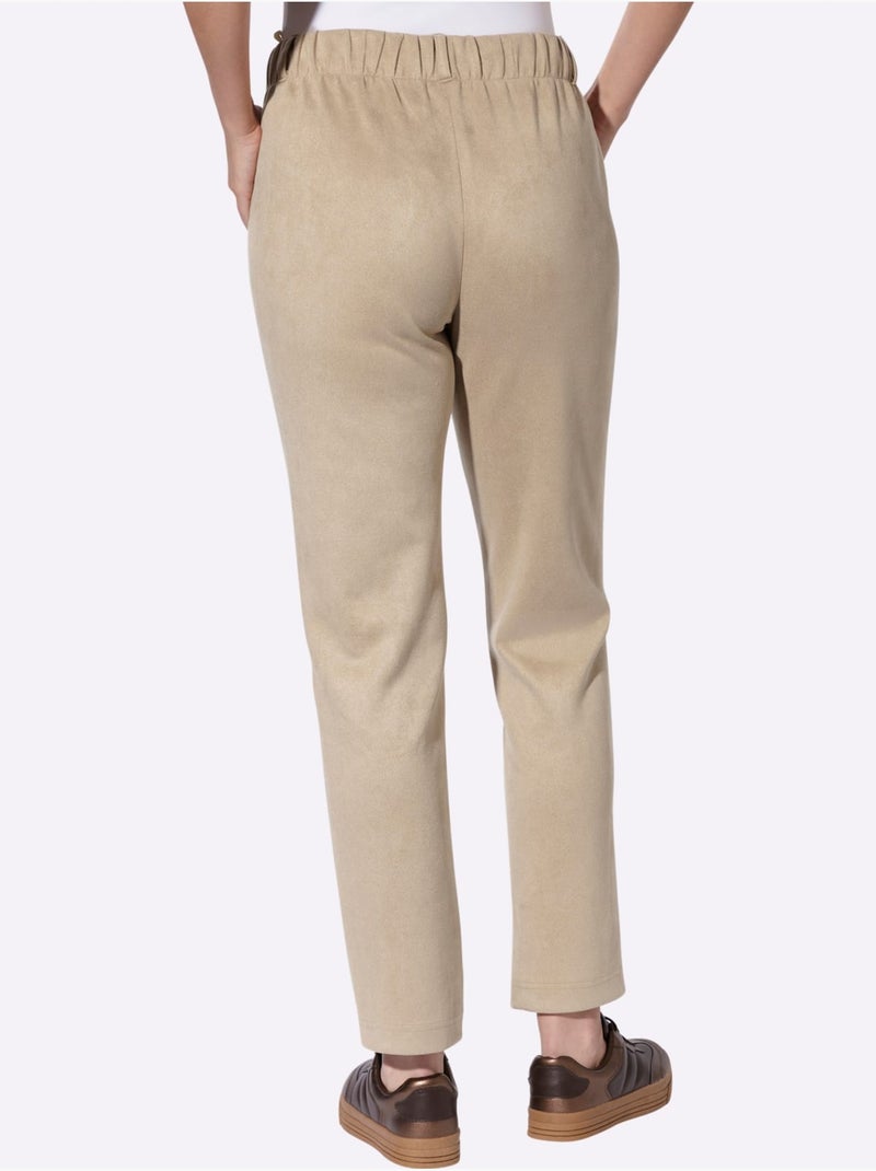 Pantalon au toucher velouté - taille standard - moda vilona Beige - Kiabi