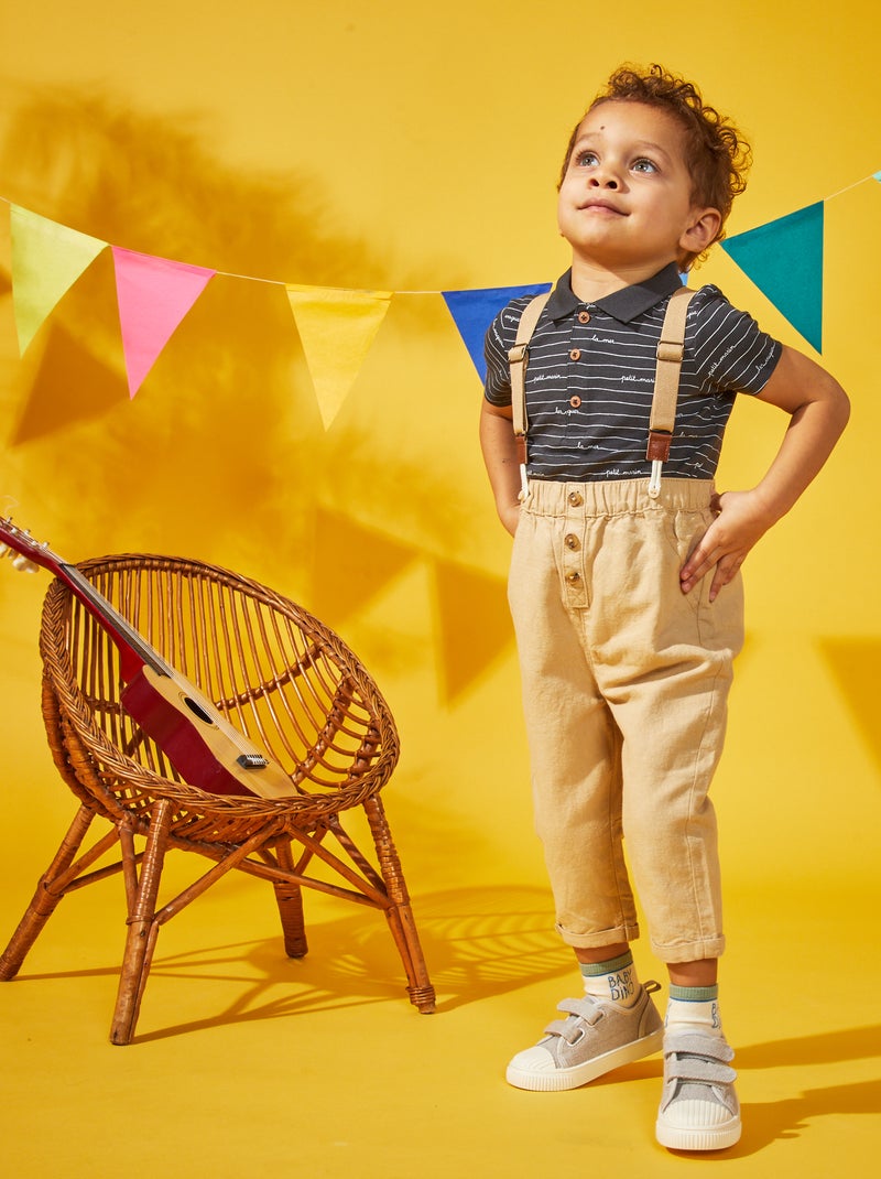 Pantalon avec bretelles amovibles Beige - Kiabi