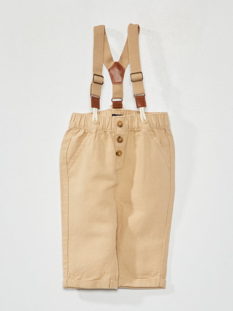 Pantalon avec bretelles amovibles Beige - Kiabi