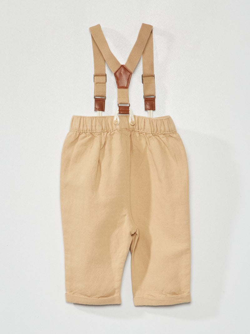 Pantalon avec bretelles amovibles Beige - Kiabi