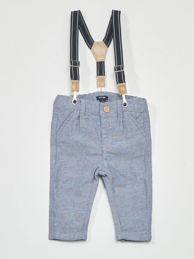 Pantalon avec bretelles amovibles Bleu - Kiabi