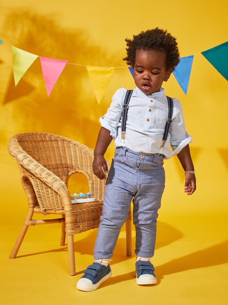 Pantalon avec bretelles amovibles Bleu - Kiabi