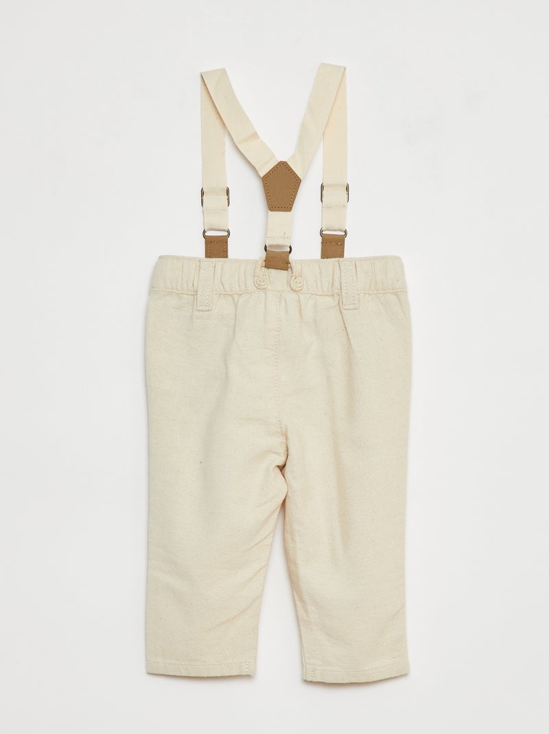 Pantalon avec bretelles BLANC - Kiabi