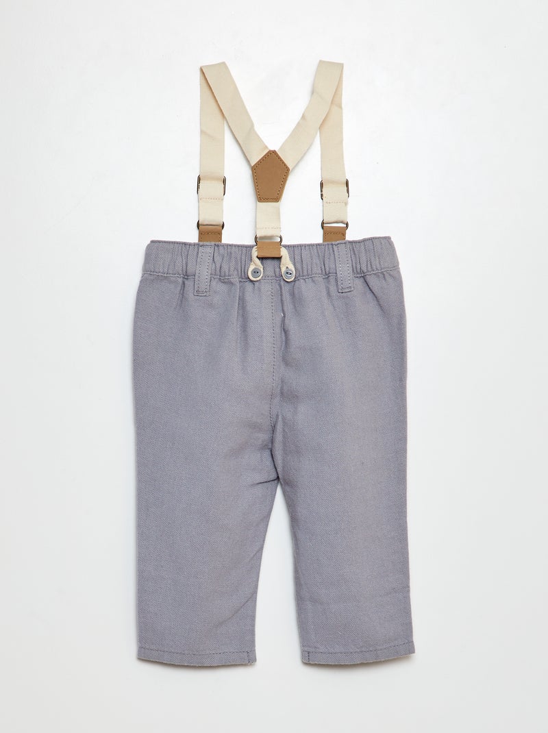 Pantalon avec bretelles BLEU - Kiabi