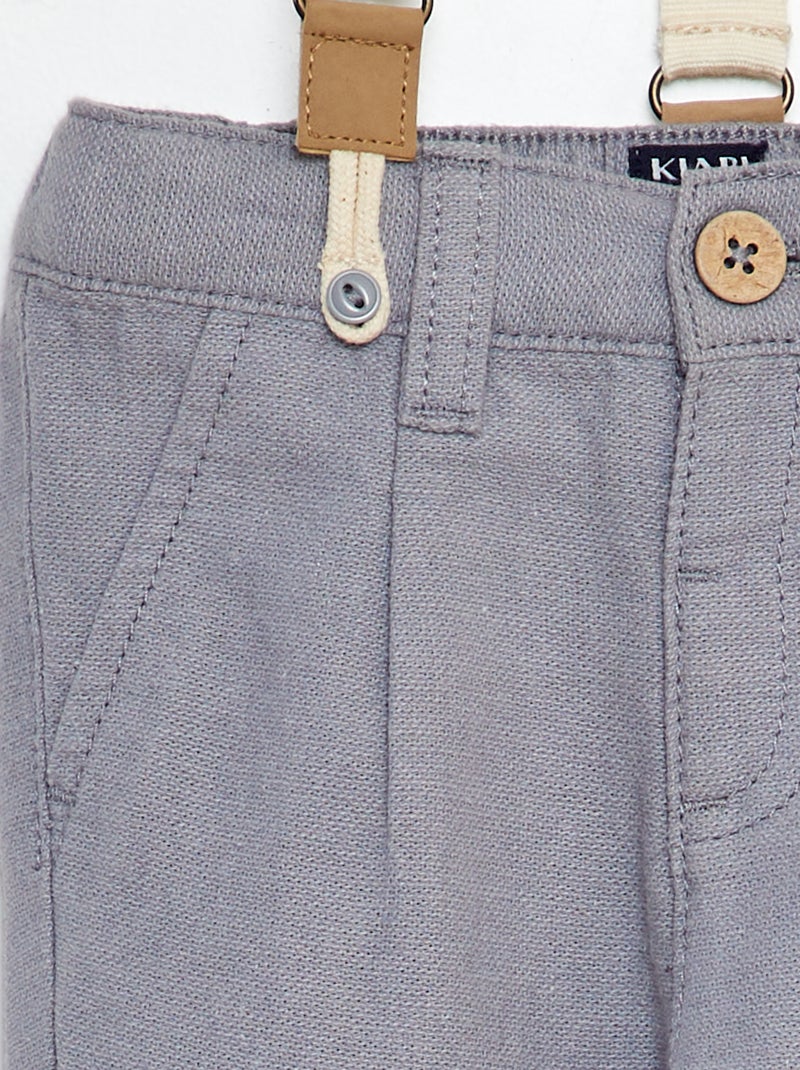 Pantalon avec bretelles BLEU - Kiabi