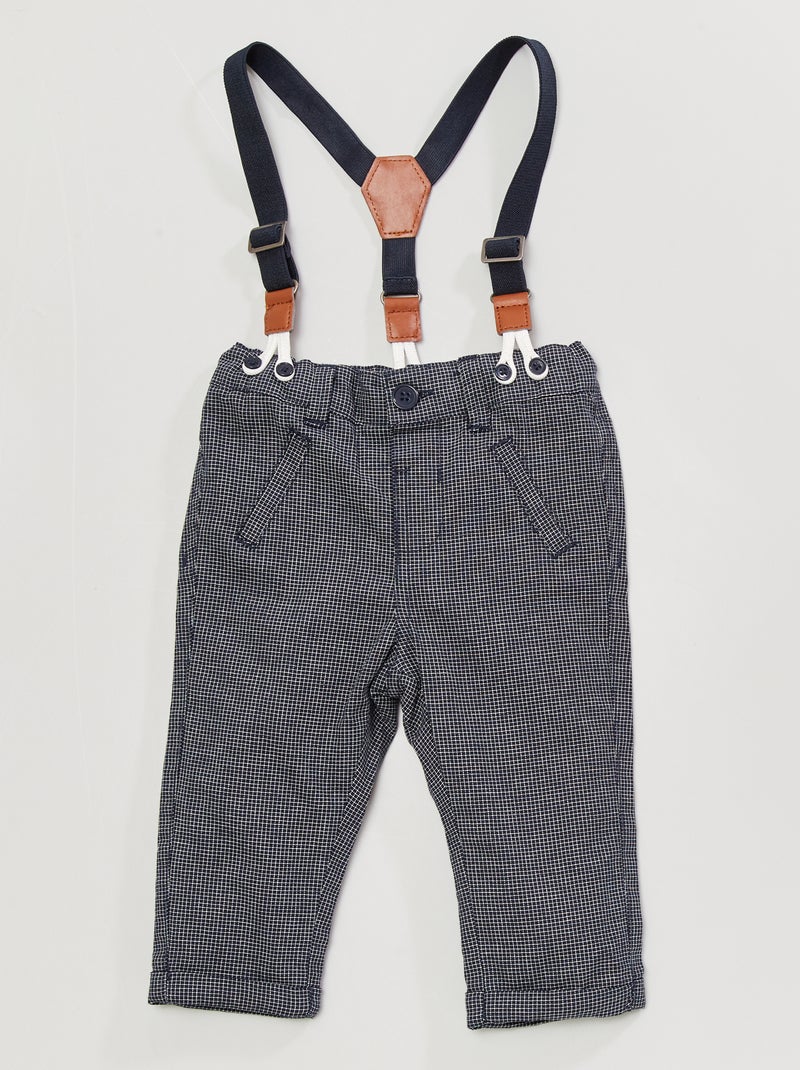 Pantalon avec bretelles bleu - Kiabi