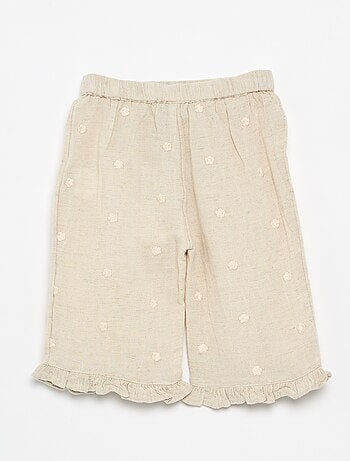 Pantalon avec broderies fleurs