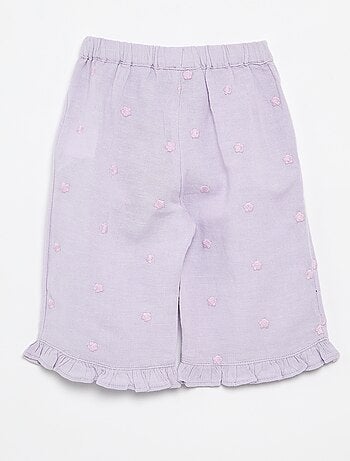 Pantalon avec broderies fleurs