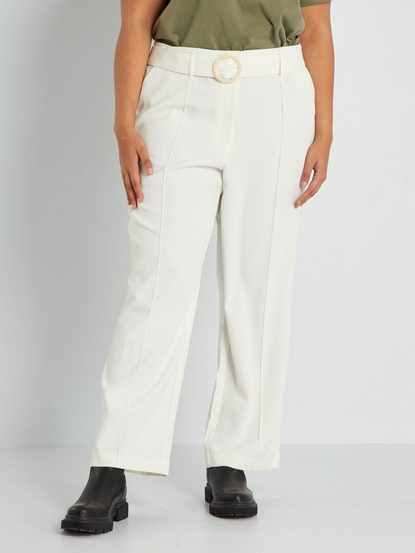 Pantalon avec ceinture Blanc - Kiabi