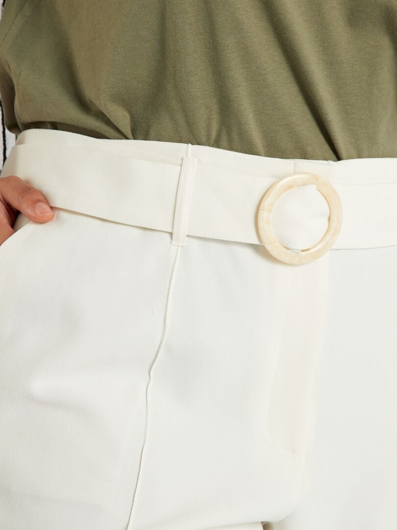 Pantalon avec ceinture Blanc - Kiabi