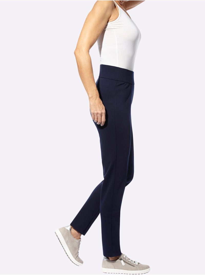 Pantalon avec ceinture élastique et coutures affinantes - Taille courte - Moda Vilona Bleu marine - Kiabi