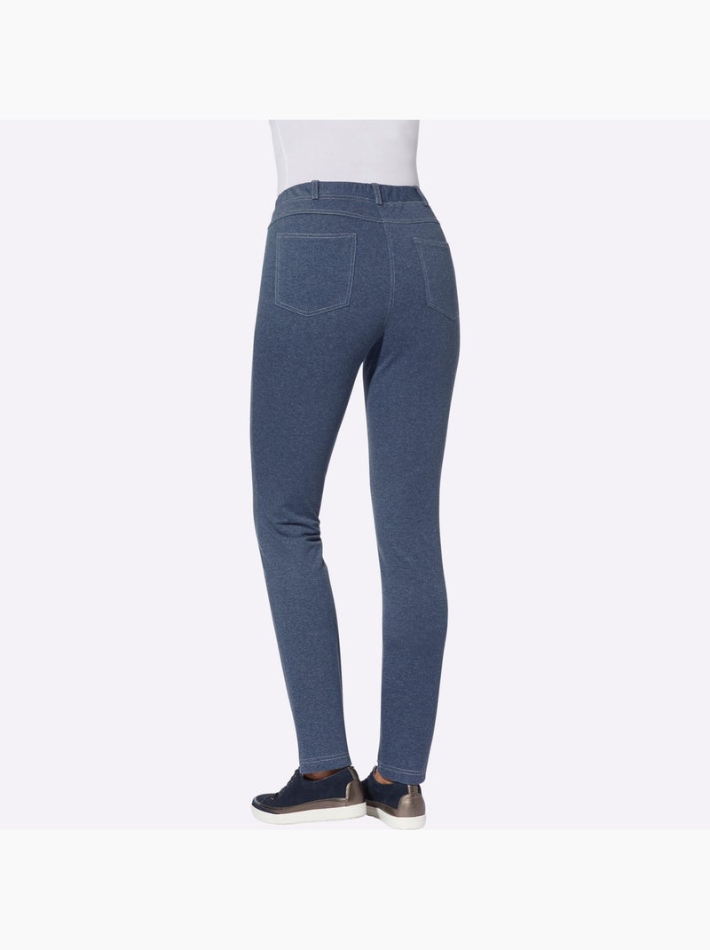 Pantalon avec ceinture élastique et empiècements à poches - Taille courte - Moda Vilona Bleu - Kiabi