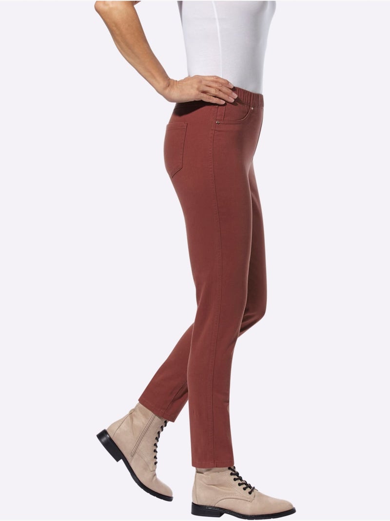 Pantalon avec ceinture élastique et poches ornées de rivets - Taille standard - Witt Marron - Kiabi
