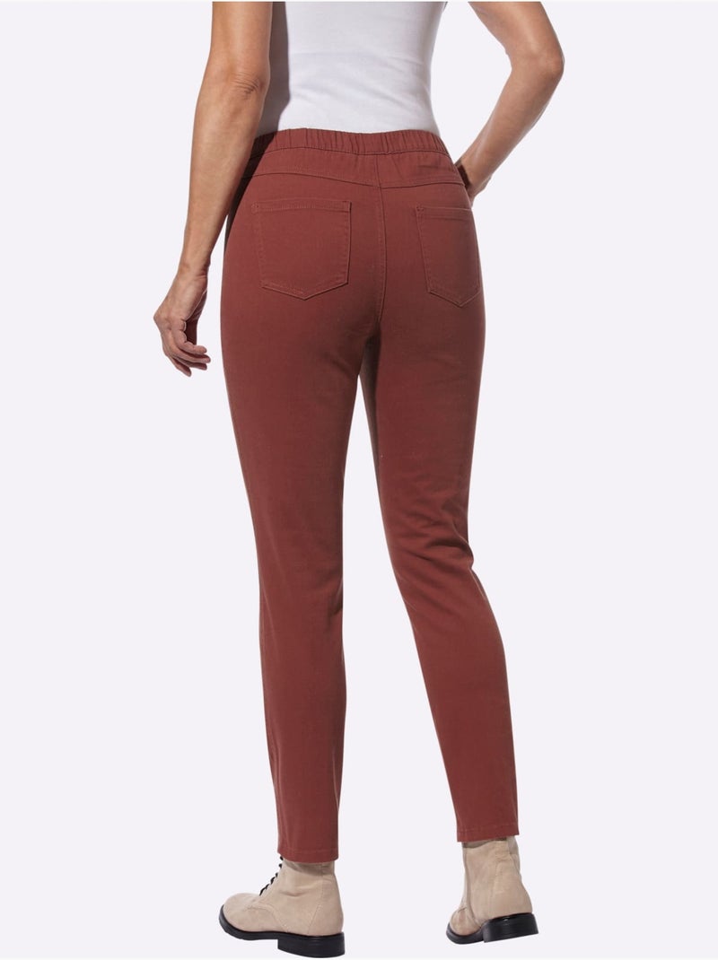 Pantalon avec ceinture élastique et poches ornées de rivets - Taille standard - Witt Marron - Kiabi