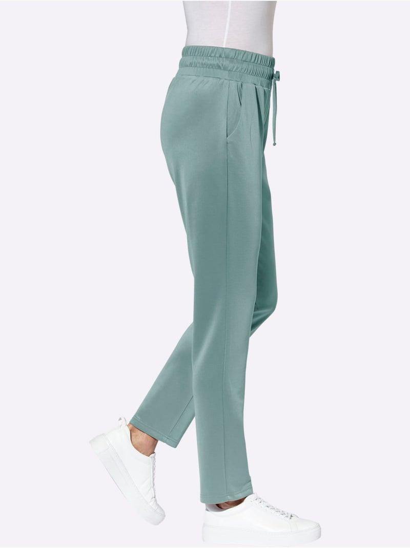Pantalon avec ceinture élastique et poches pratiques - Taille courte - Moda Vilona Vert jade - Kiabi
