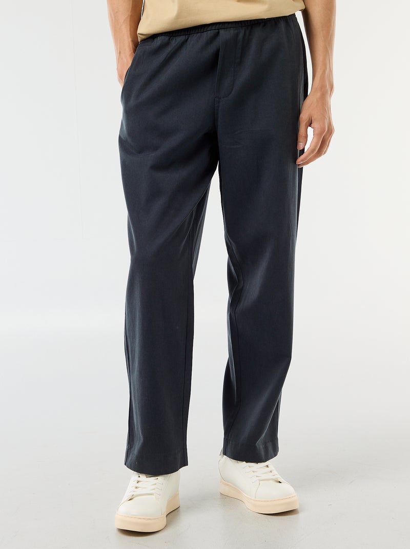 Pantalon avec ceinture élastiquée Bleu - Kiabi