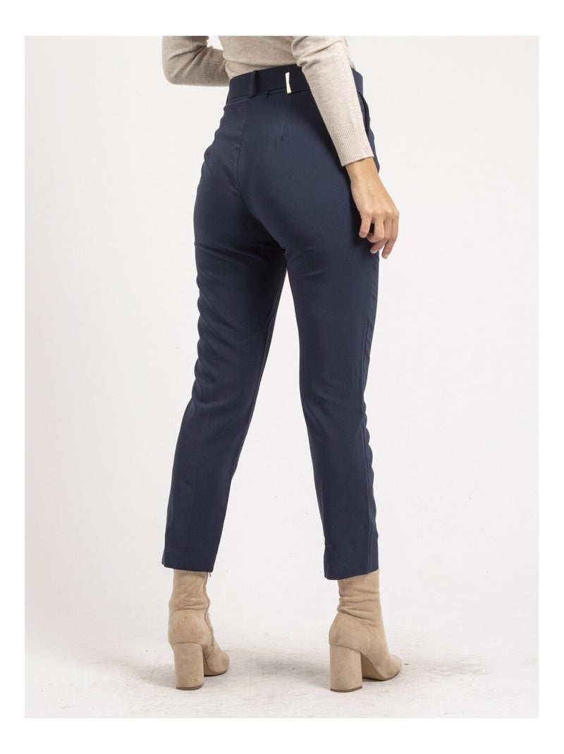 Pantalon avec ceinture EMILIAN Bleu marine - Kiabi