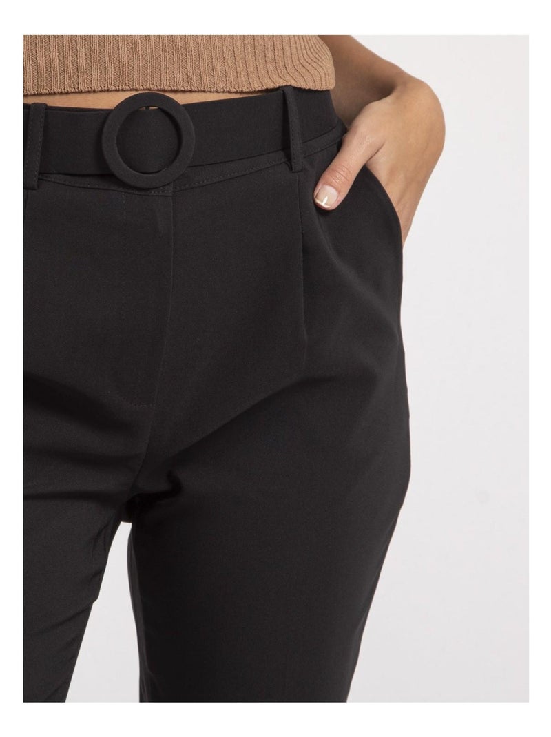 Pantalon avec ceinture EMILIAN Noir - Kiabi