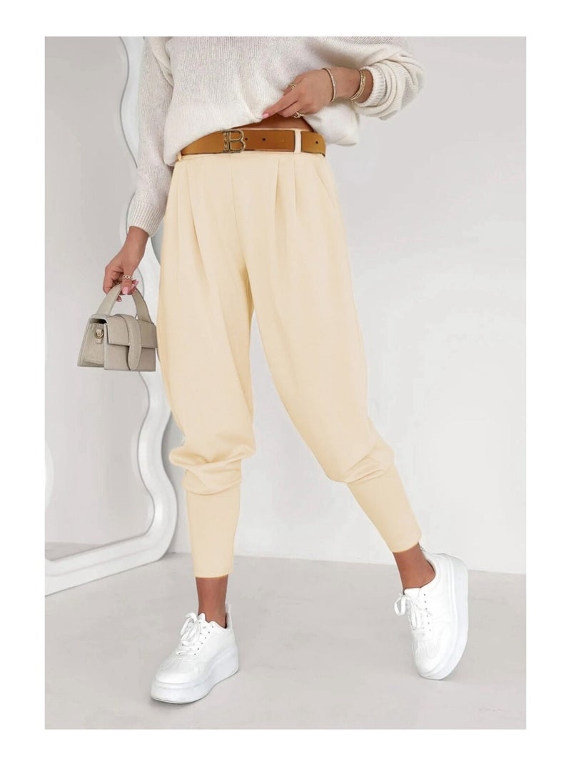 Pantalon avec ceinture Kebello Beige - Kiabi