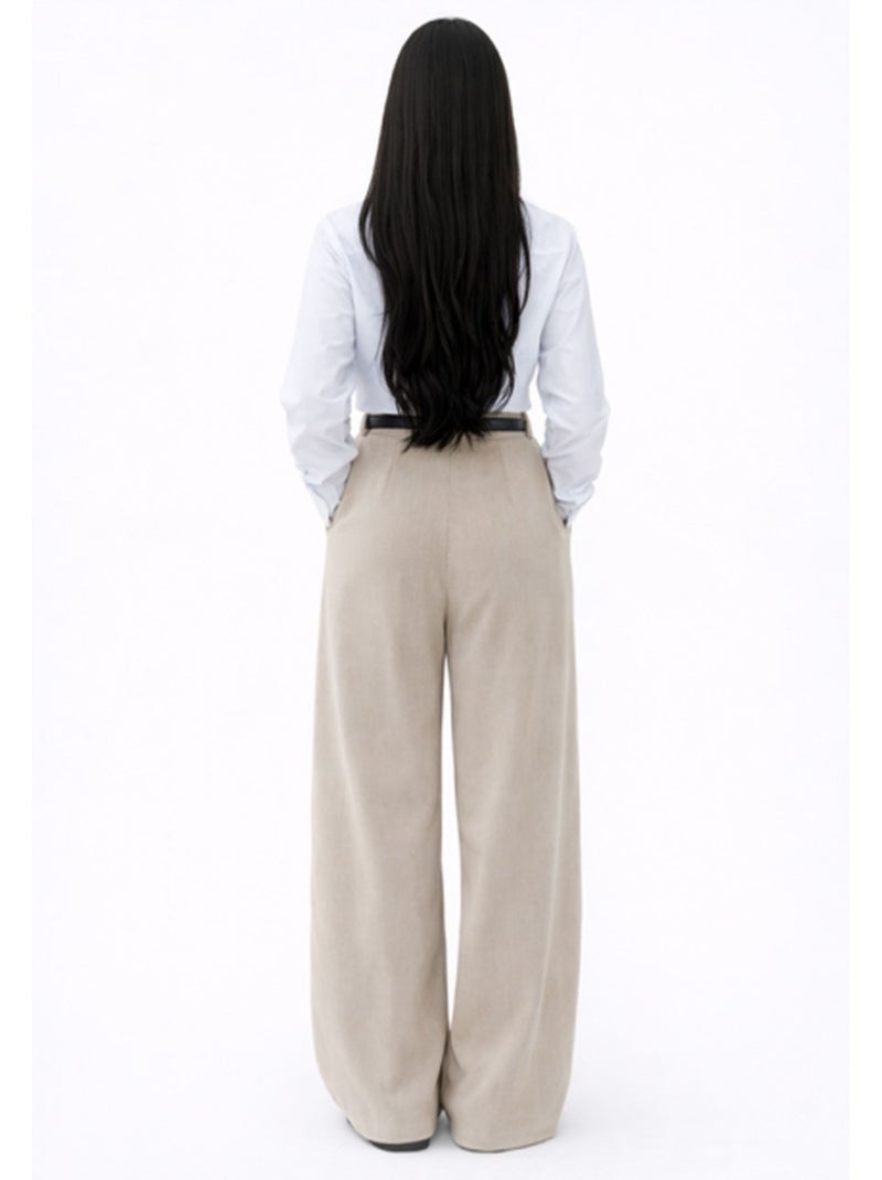 Pantalon Avec Ceinture Kebello Beige - Kiabi