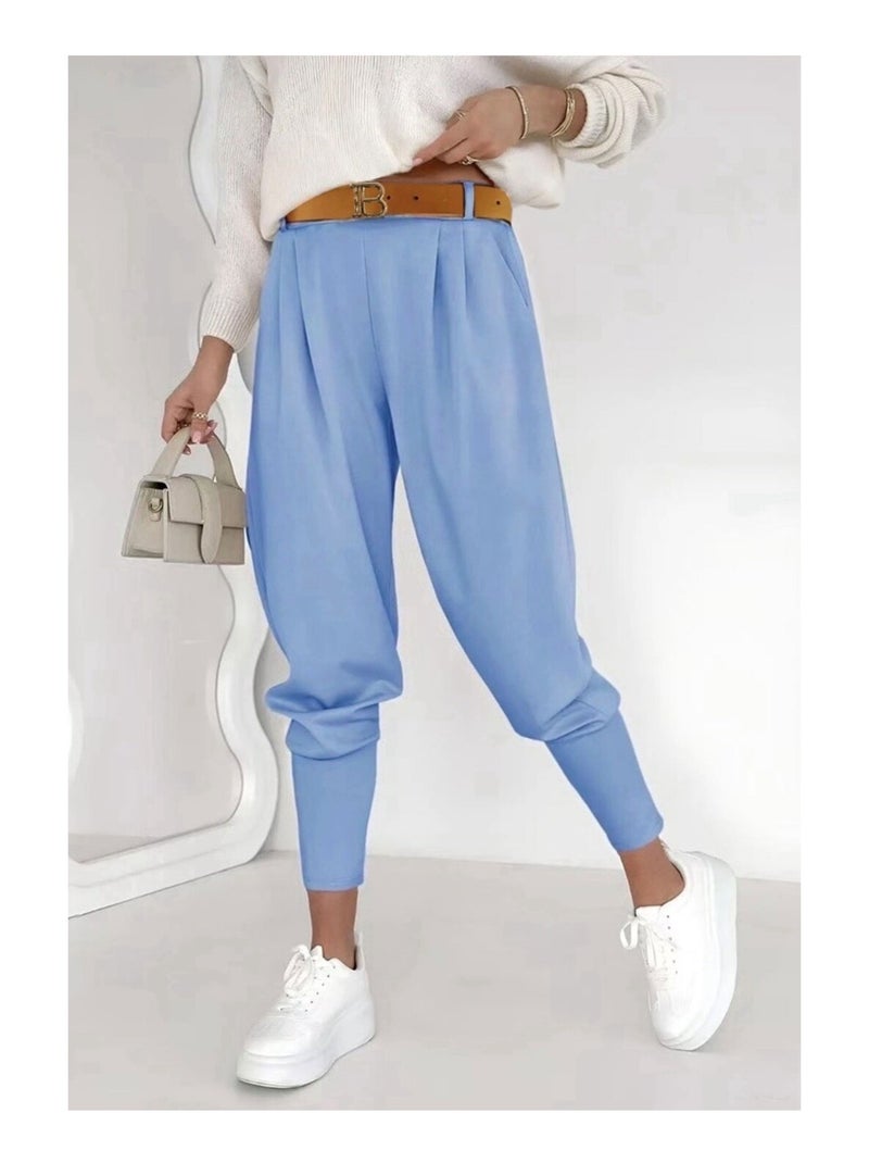 Pantalon avec ceinture Kebello Bleu ciel - Kiabi