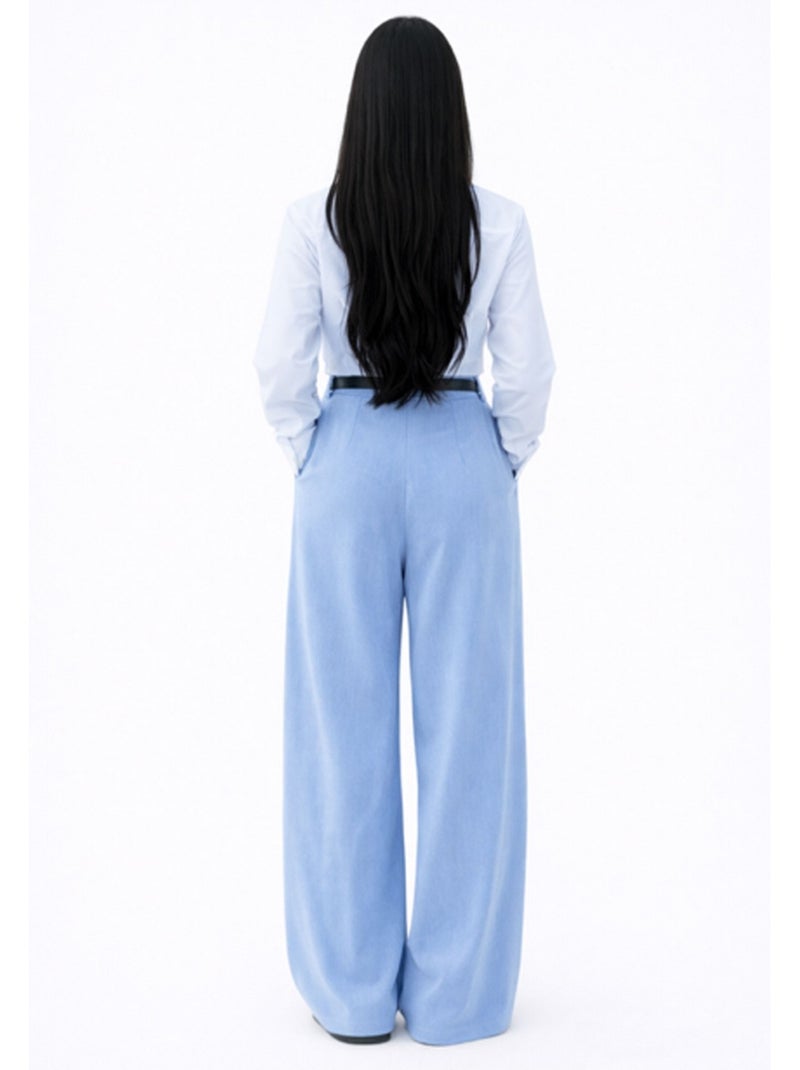 Pantalon Avec Ceinture Kebello Bleu ciel - Kiabi