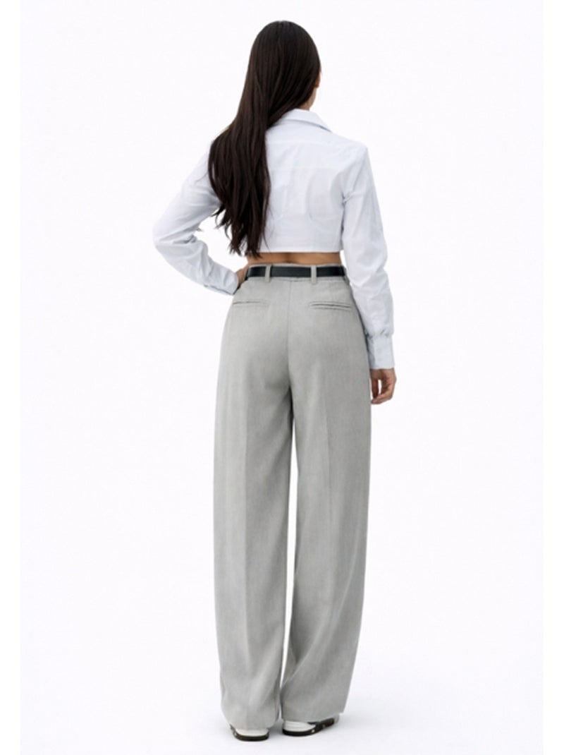 Pantalon Avec Ceinture Kebello Gris - Kiabi