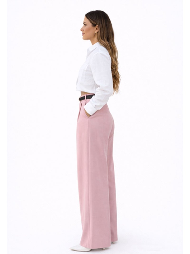 Pantalon Avec Ceinture Kebello Rose - Kiabi