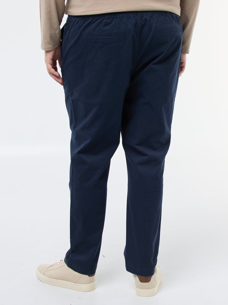 Pantalon avec cordons en coton uni Bleu - Kiabi
