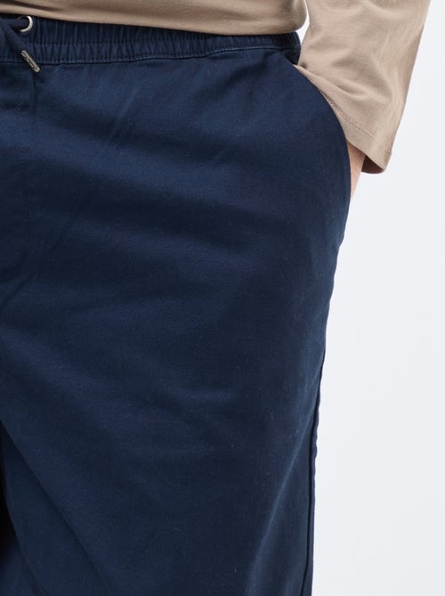 Pantalon avec cordons en coton uni - Kiabi