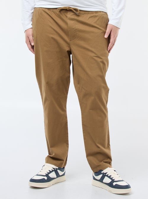 Pantalon avec cordons en coton uni - Kiabi