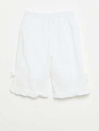 Pantalon avec nœuds fantaisie et broderies anglaises