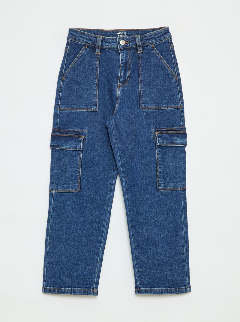 Pantalon avec poches à rabat - coupe + confortable Bleu - Kiabi