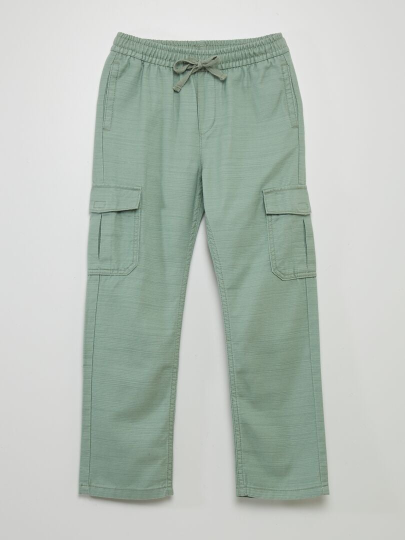 Pantalon avec poches à rabat Vert - Kiabi