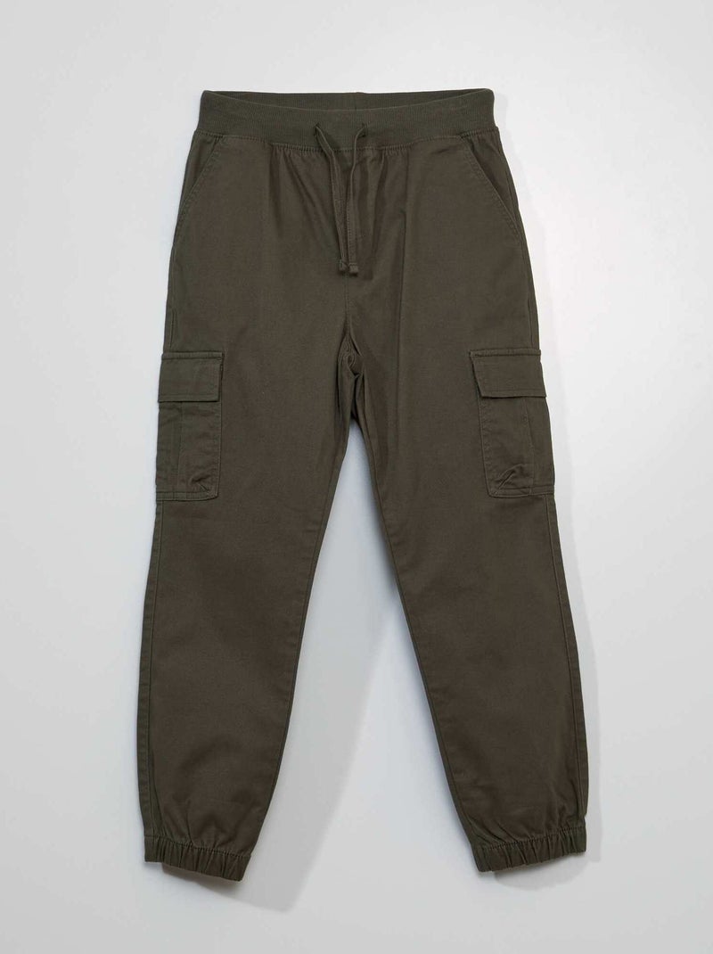 Pantalon avec poches à rabats - Coupe + confortable Kaki - Kiabi