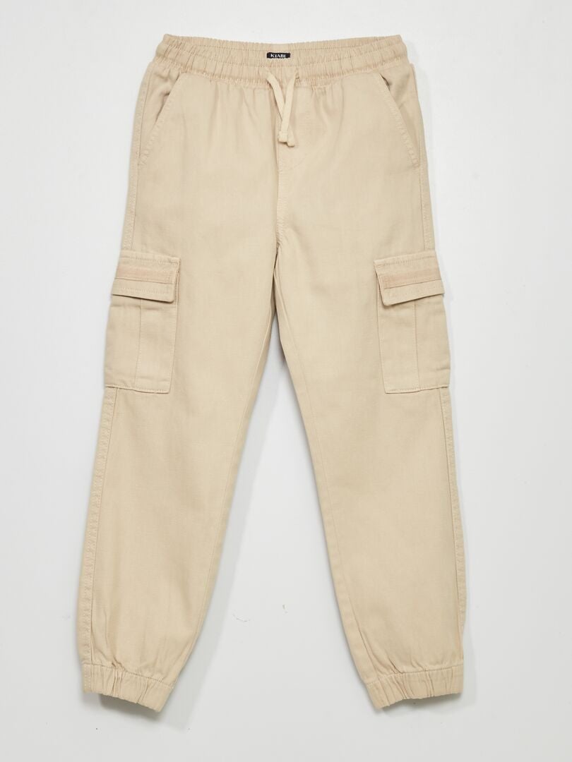 Pantalon avec poches à rabats beige - Kiabi