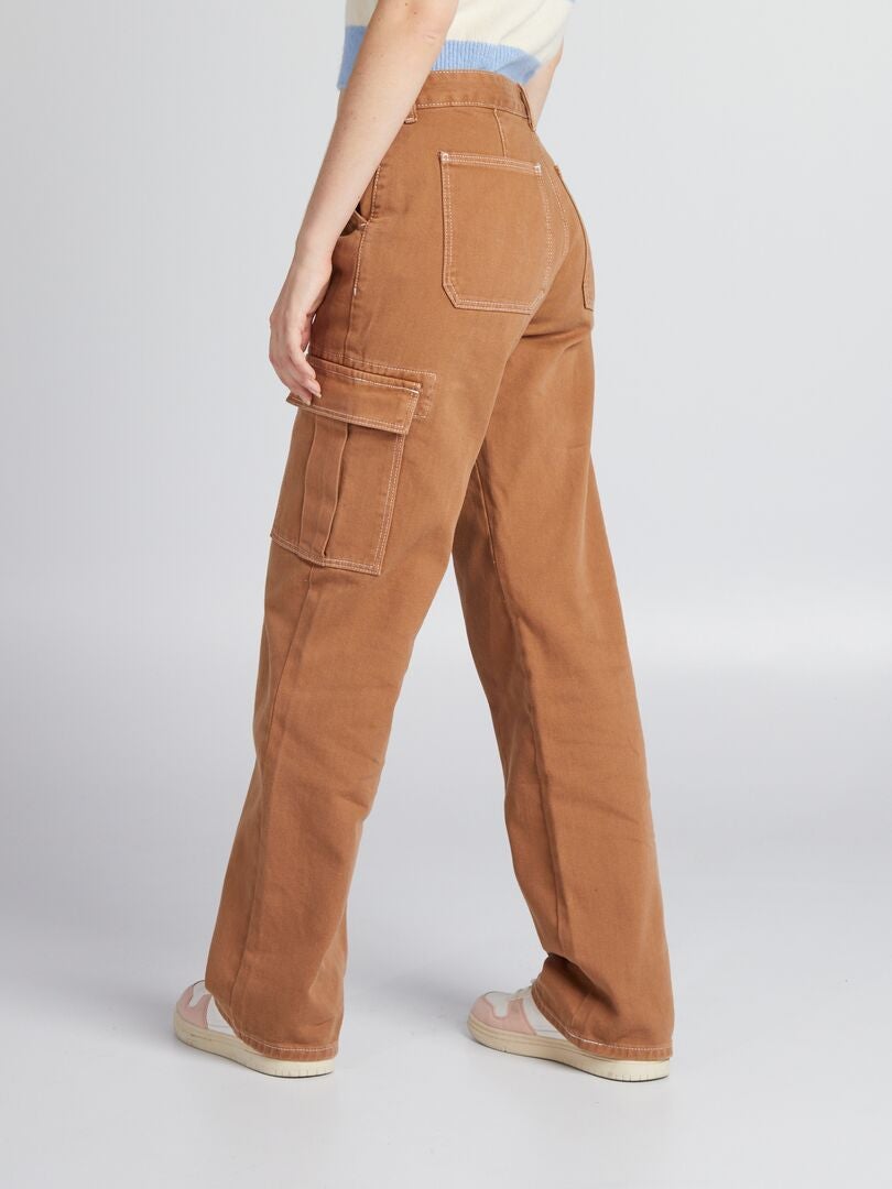 Pantalon avec poches à rabats Beige - Kiabi