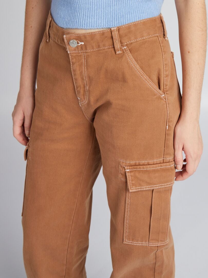 Pantalon avec poches à rabats Beige - Kiabi
